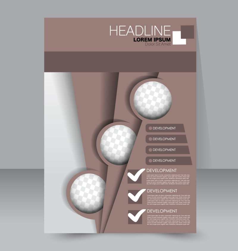 创意矢量现代棕色几何元素宣传单设计