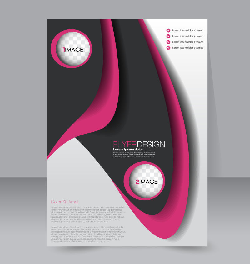创意矢量现代黑色粉色商业宣传单设计