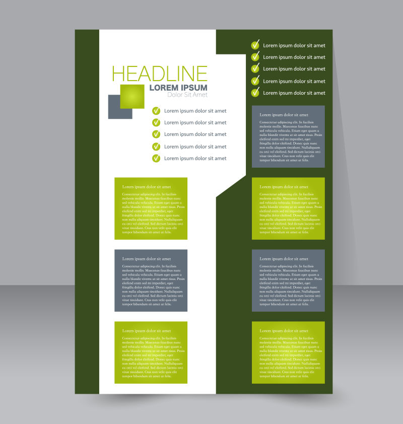 创意矢量现代绿色几何元素的宣传单平面设计