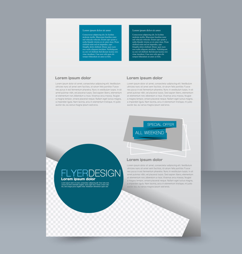 矢量抽象现代蓝色元素的商业宣传册封面设计