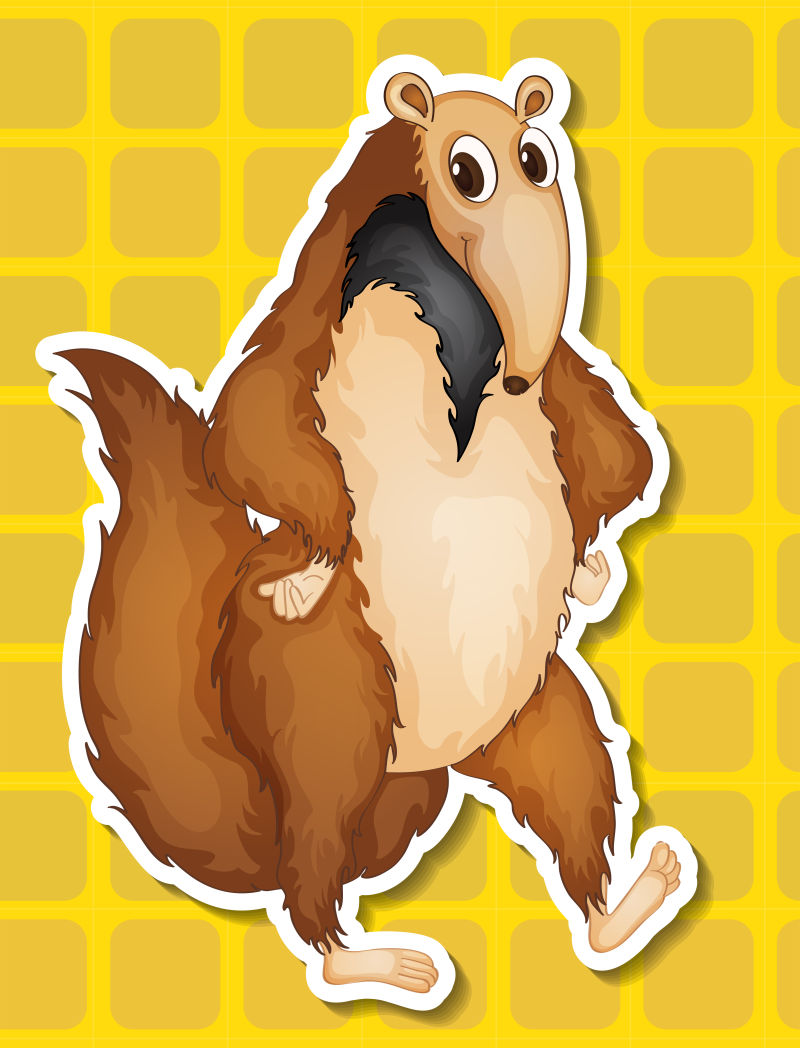 抽象矢量卡通食蚁兽插图设计