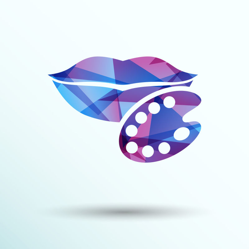 抽象矢量现代几何风格的嘴唇图标设计