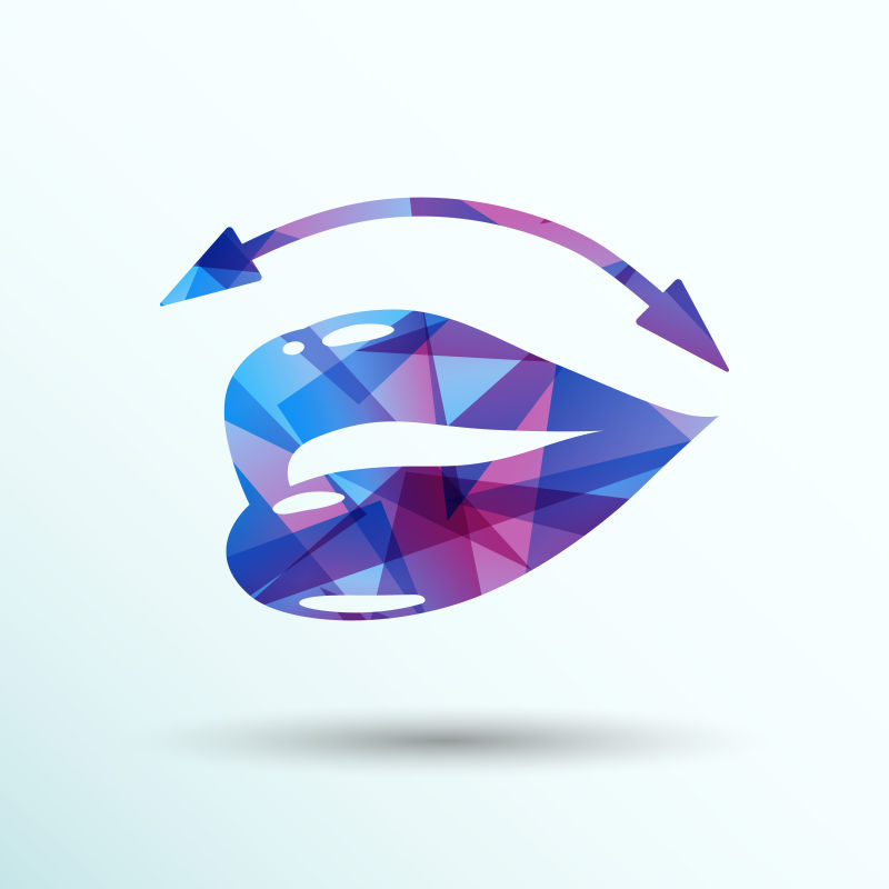 抽象矢量现代几何风格的嘴唇图标