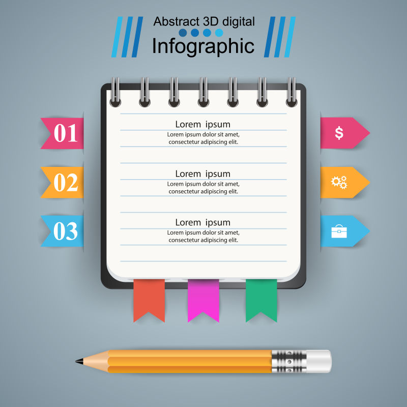 创意矢量现代便签元素的信息图表设计