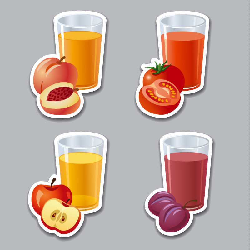 创意矢量现代新鲜果汁设计插图