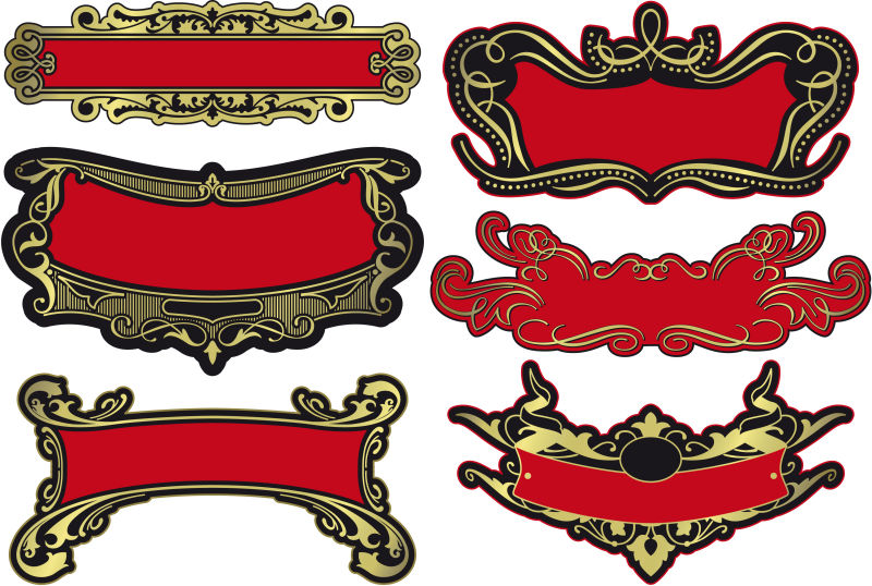 一套干净和精致的彩色面板和装饰元素组成-所有载体也准备好进行乙烯基切割