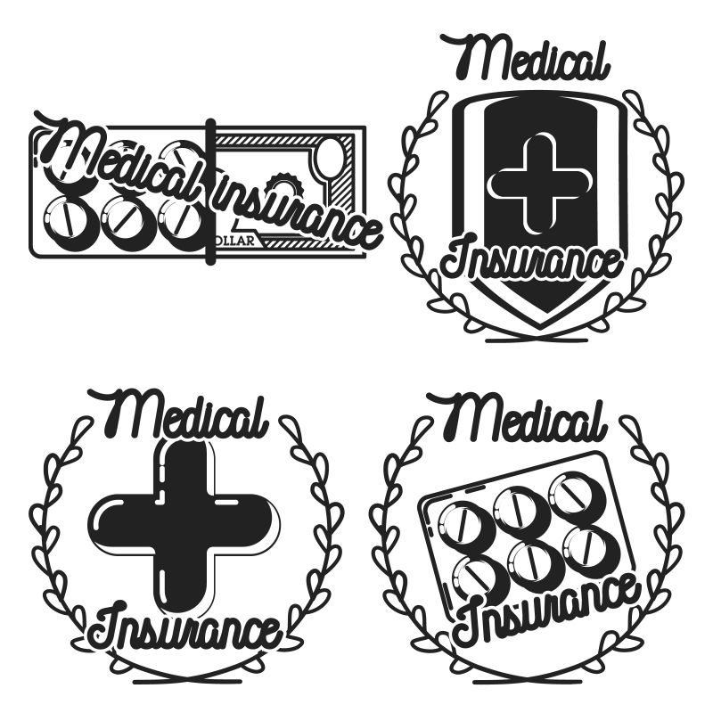 彩色老式医疗保险标志