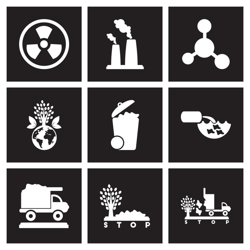 抽象现代生态污染主题的平面图标设计