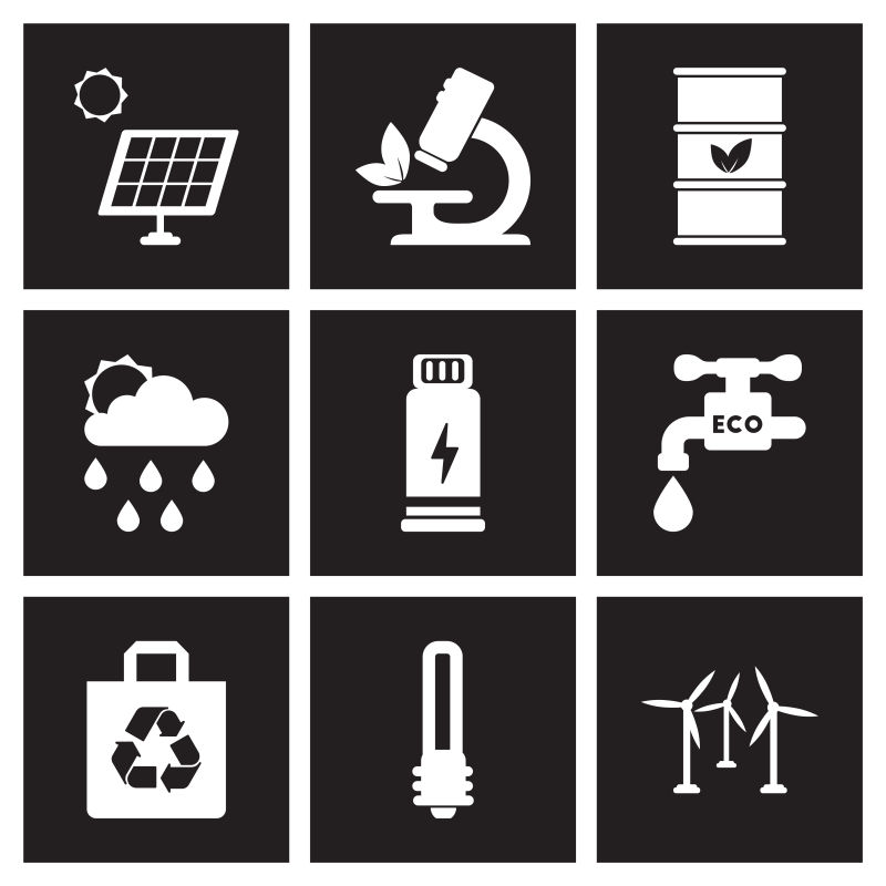 矢量抽象现代黑白循环能源主题平面图标设计