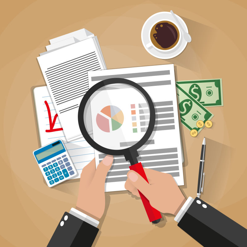 放大镜分析纸手