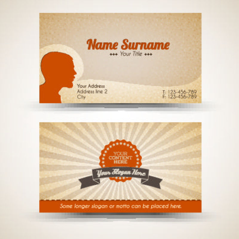 抽象矢量复古光芒元素的名片设计