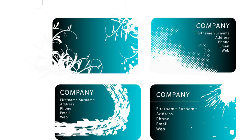 抽象矢量白色剪影元素的名片设计