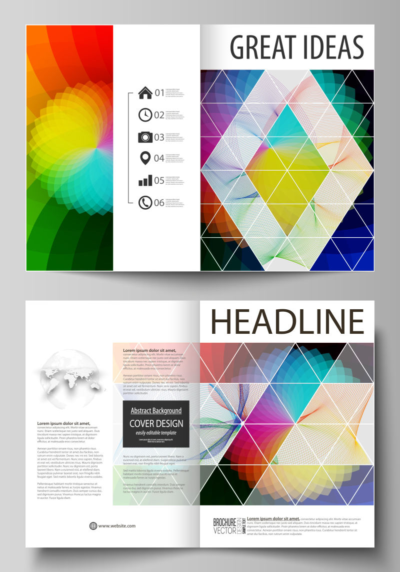 矢量抽象彩色几何风格的时尚宣传单平面设计