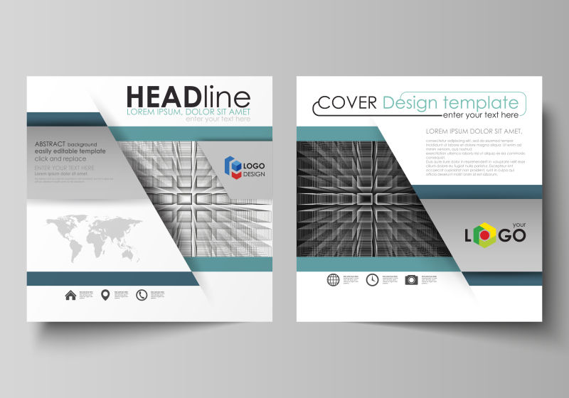 创意矢量现代方形时尚宣传单设计