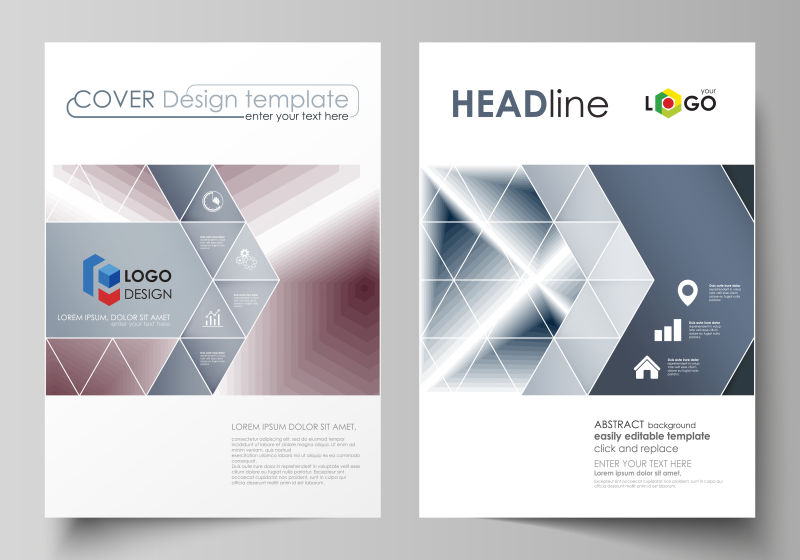 抽象矢量现代几何线性宣传单设计