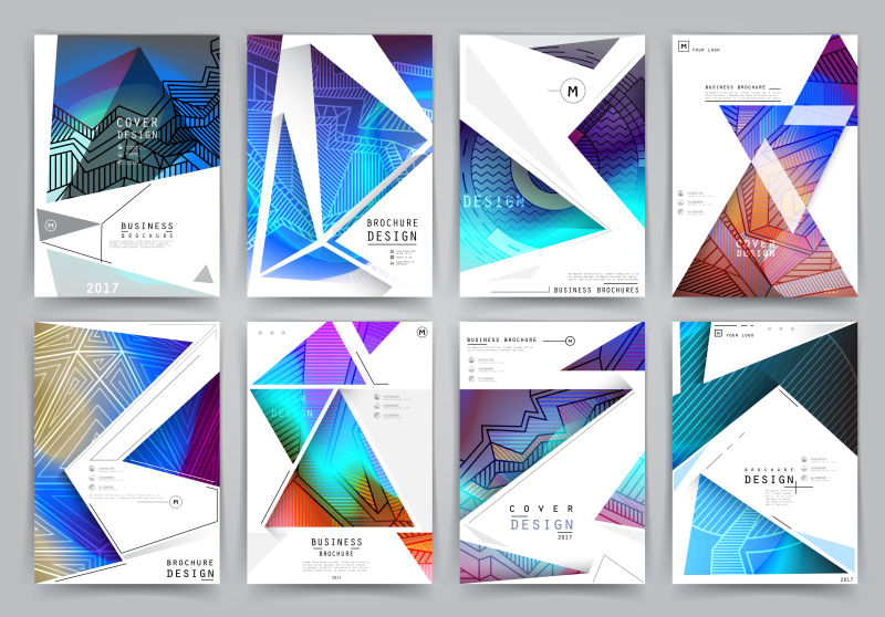 抽象矢量彩色几何元素的商业宣传册