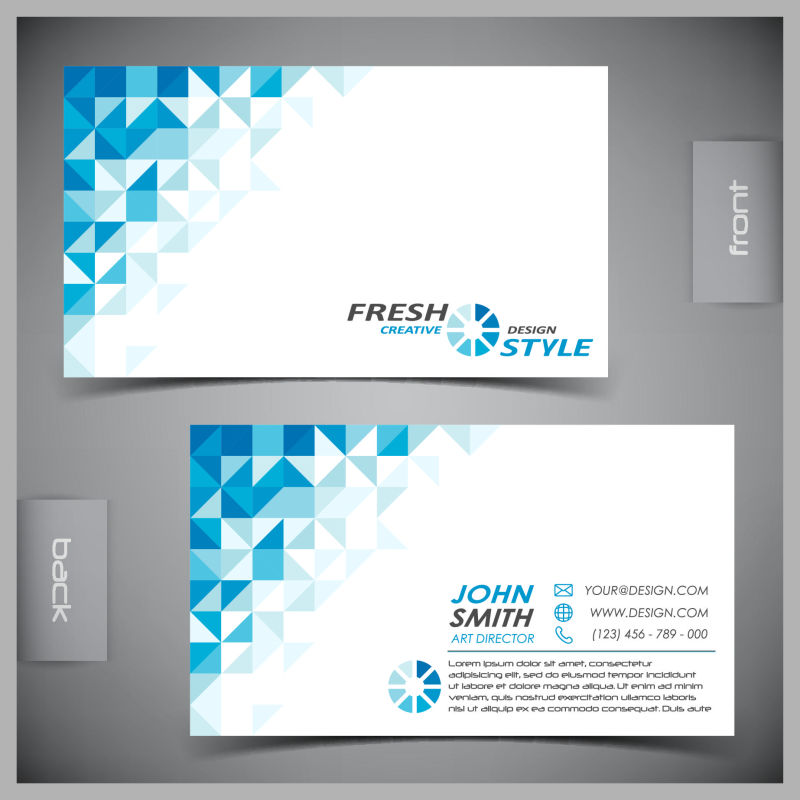 创意矢量蓝色几何元素的现代名片设计