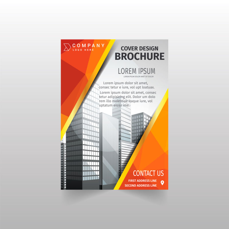 创意矢量现代橙色几何元素的宣传单设计
