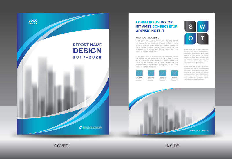 抽象矢量现代蓝色时尚宣传单设计