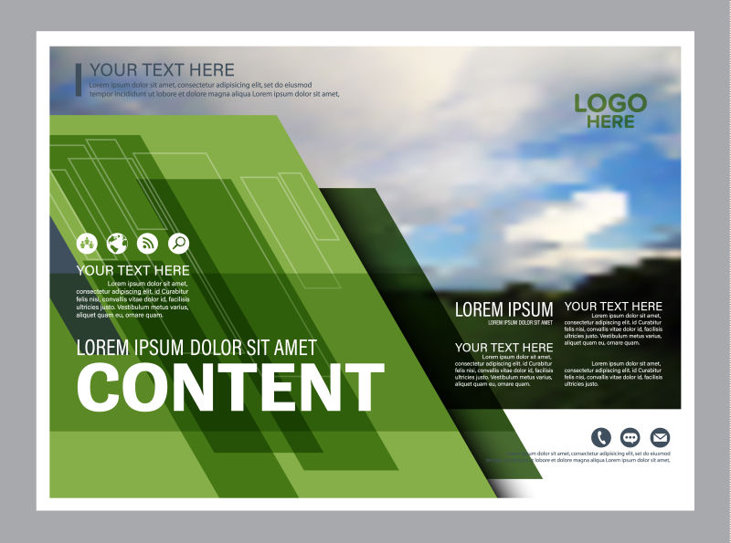创意矢量现代绿色几何风格的宣传册设计