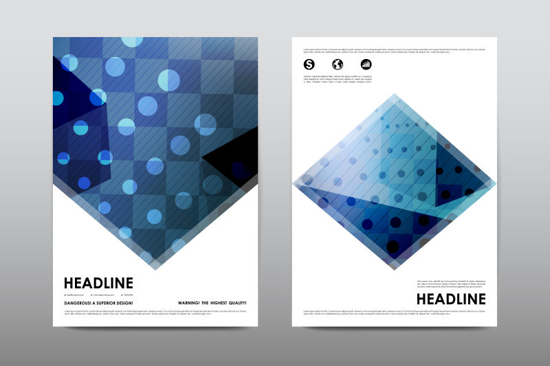 创意矢量现代蓝色几何元素的宣传单设计