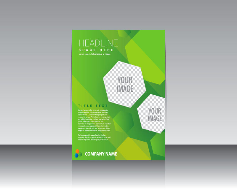 创意矢量绿色几何元素的商业宣传册