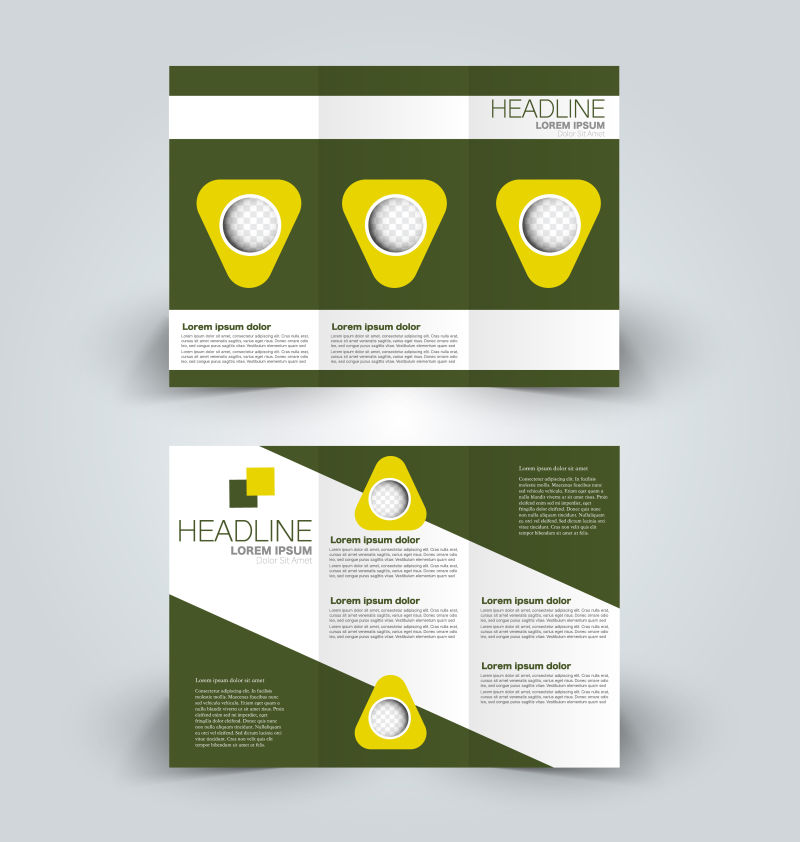 创意矢量现代三角元素的宣传三折页设计