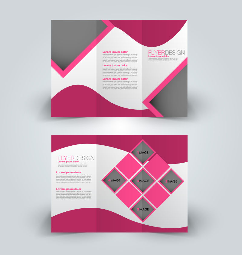 抽象矢量现代商业粉色主题的三折页设计