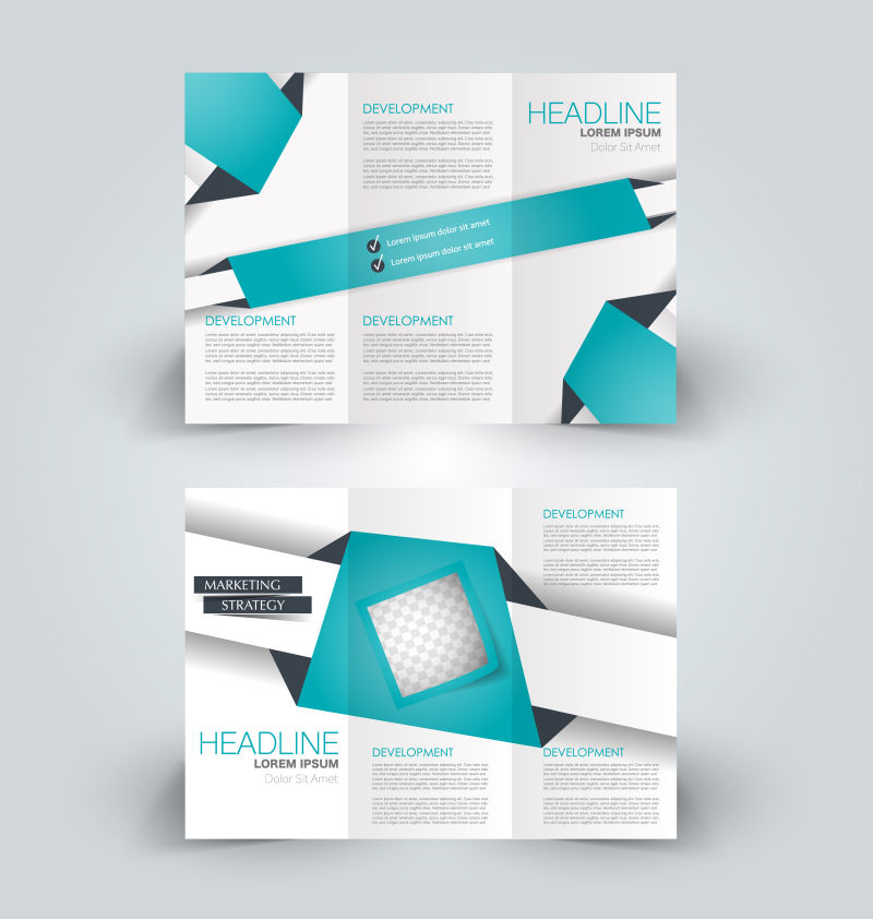 抽象矢量现代蓝色几何元素的商业小册子设计