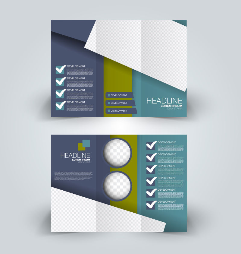 抽象矢量现代彩色商业宣传三折页设计