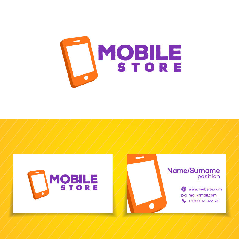 创意矢量现代手机元素的名片设计