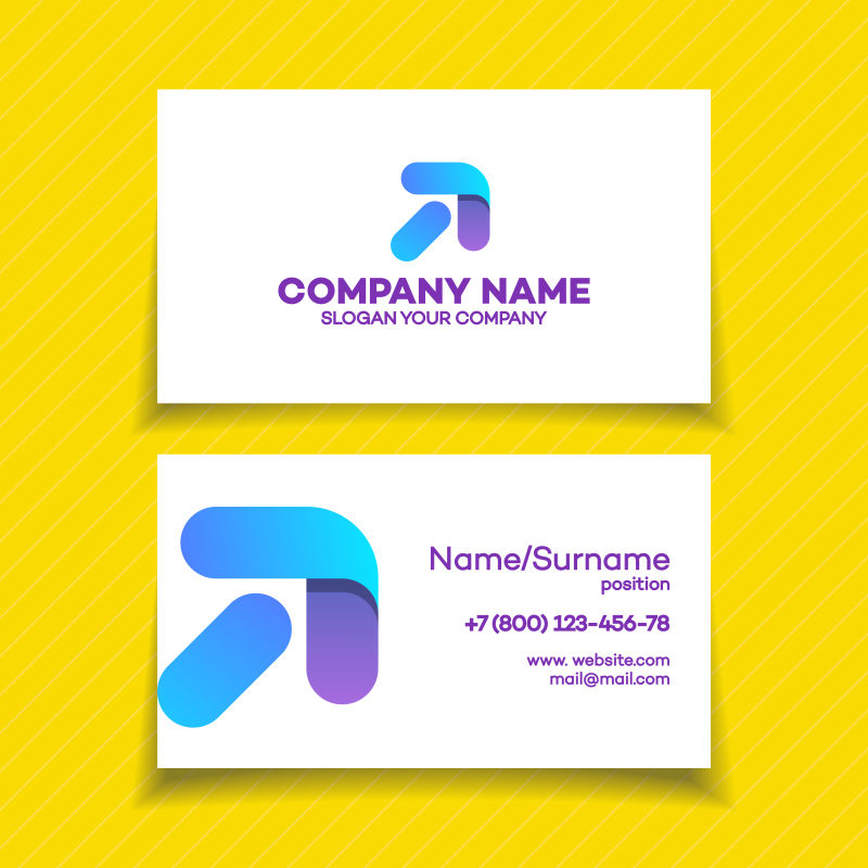 创意矢量现代彩色箭头元素的名片设计