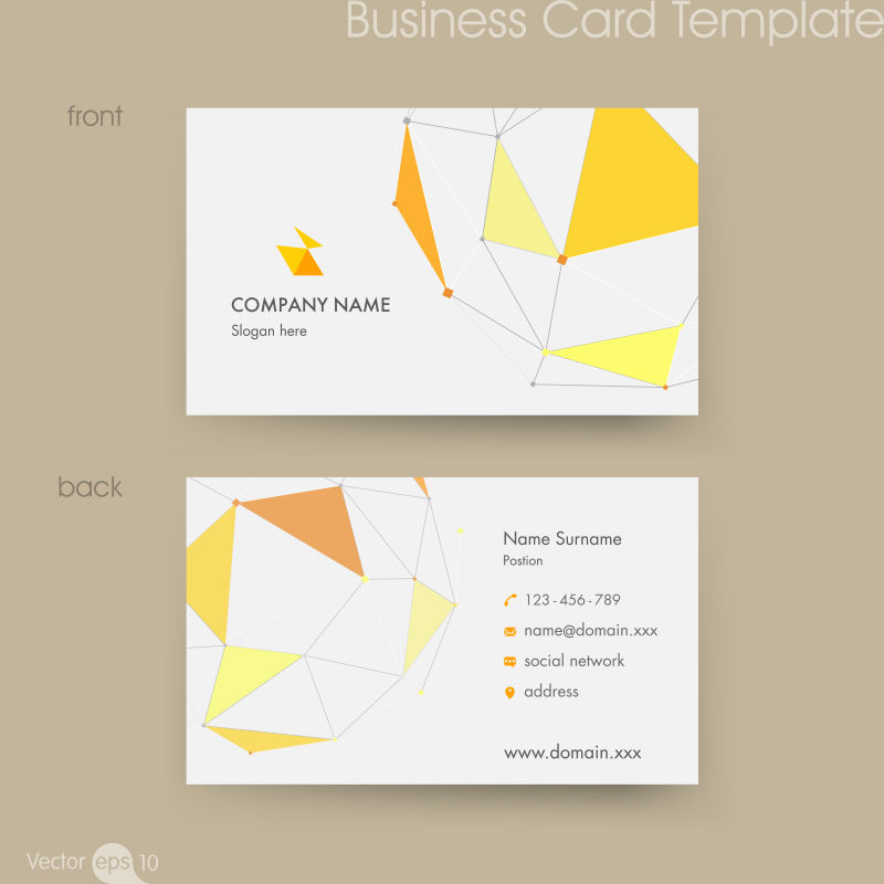 抽象矢量黄色几何风格的名片设计