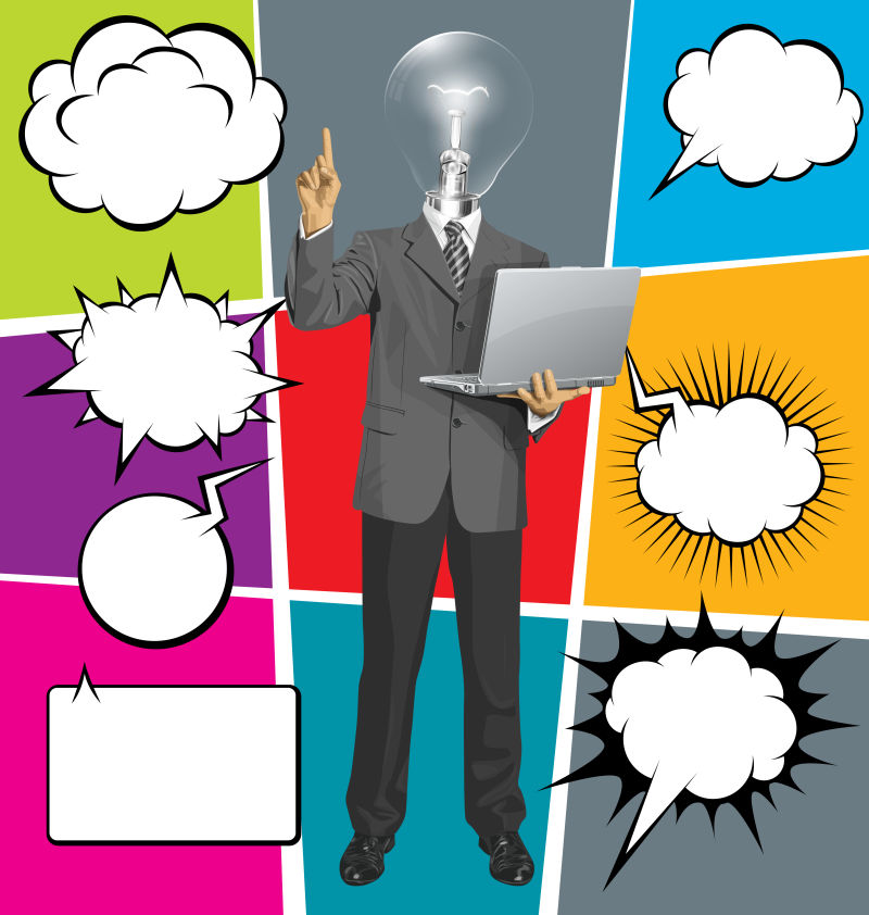 创意矢量现代漫画风格的演讲的商人