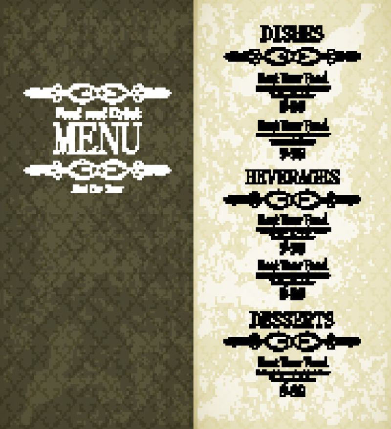 抽象矢量复古咖啡主题的菜单设计