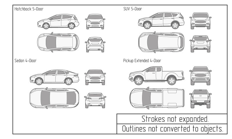 抽象矢量现代各种车型设计插图