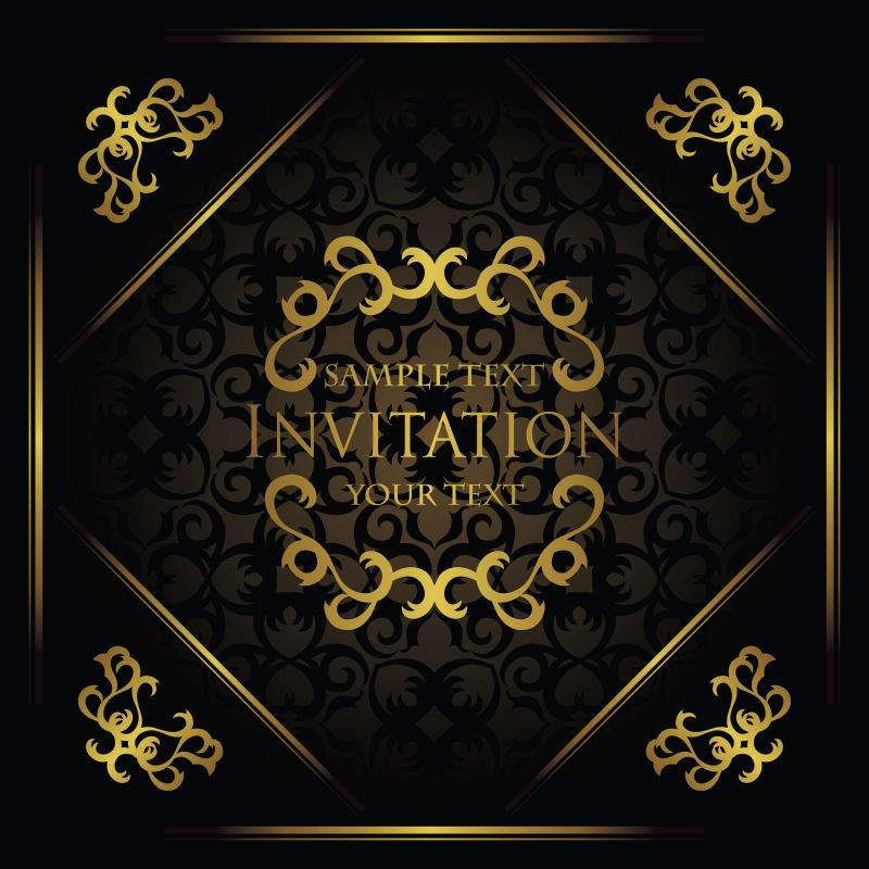 旧货卡上无缝背景与黄金装饰