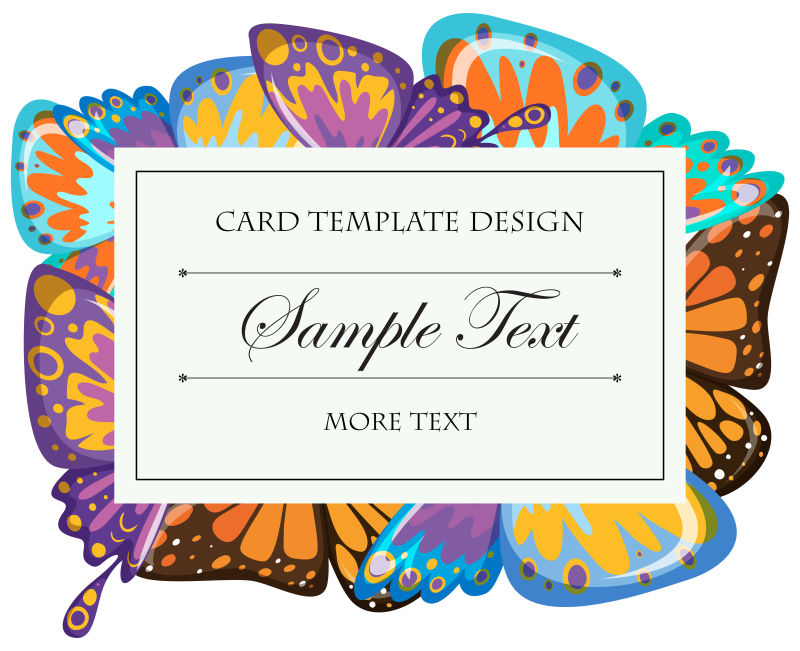 创意矢量彩色蝴蝶元素的卡片设计