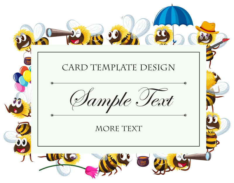 创意矢量美丽蜜蜂元素的卡片设计