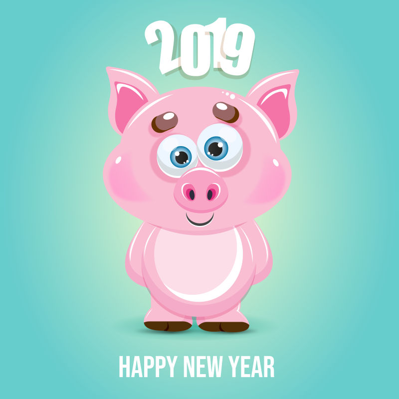 矢量2019卡通猪设计