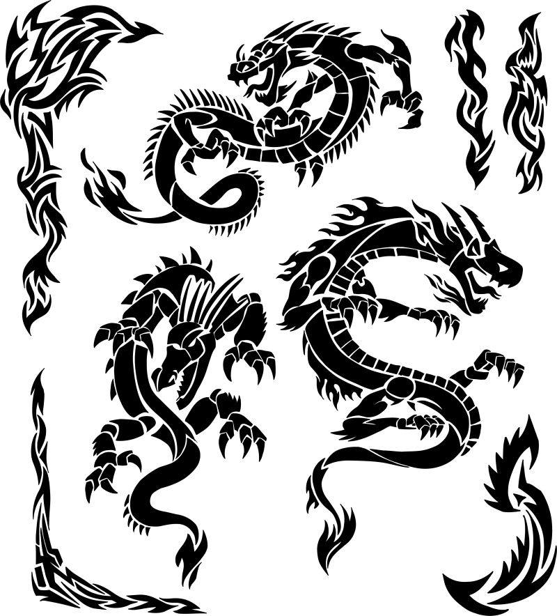 矢量的中国龙纹身