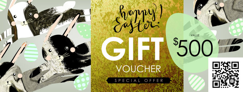 创意矢量现代时尚复活节礼品券设计