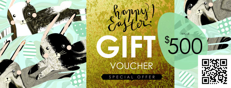 抽象矢量现代复活季节主题销售礼品券设计