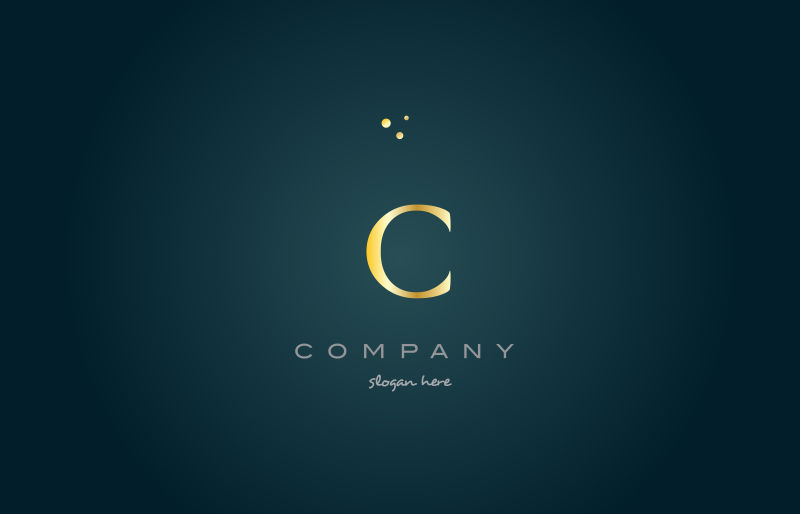 抽象矢量金色字母c标志设计