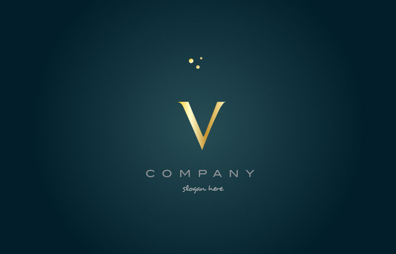 矢量抽象金色字母v标志设计