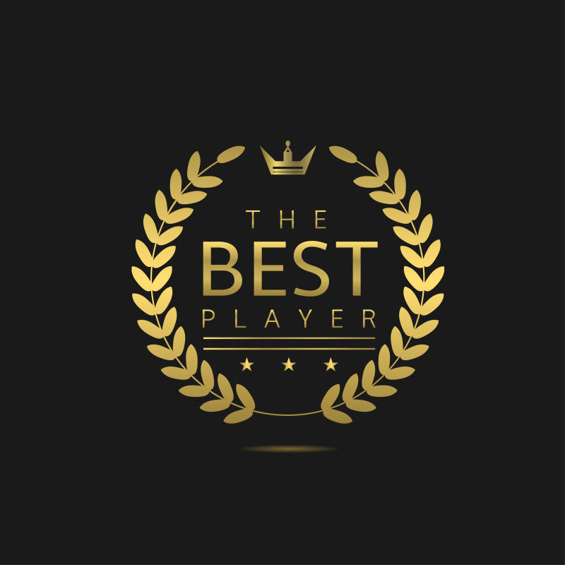 抽象矢量现代金色花环元素的最佳球员标签设计