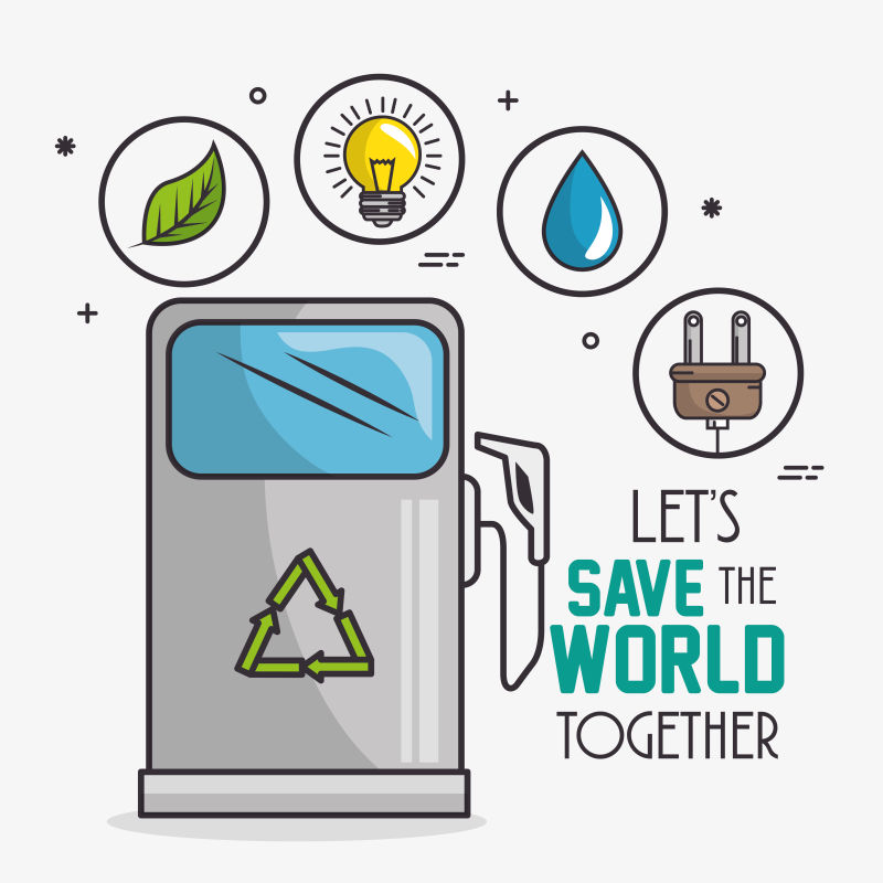 创意矢量生态循环能源主题插图设计