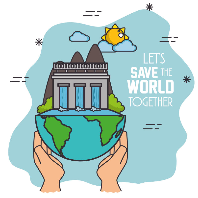 创意矢量现代生态水能主题插图设计