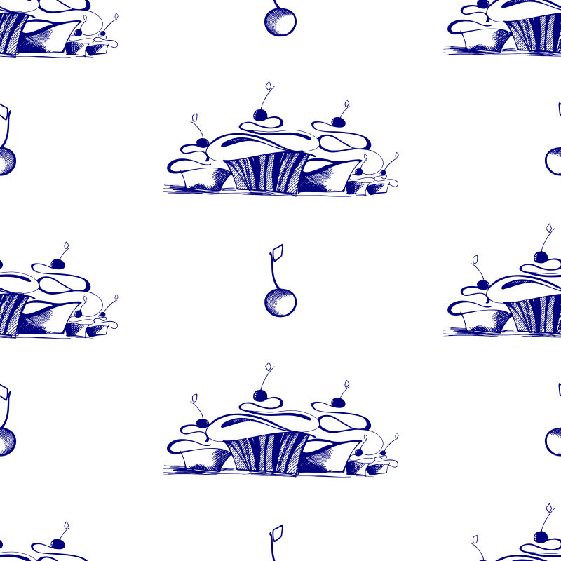 创意矢量现代蓝色糕点元素装饰背景设计