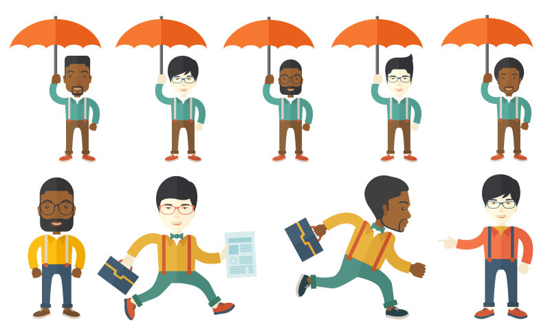 抽象矢量现代卡通商业人士插图设计